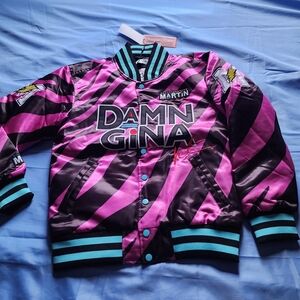 HEADWEAR CLASSICS MEN'S MARTIN LAWRENCE DAMN GINA SATIN JACKET PINK SIZE XSM NEW